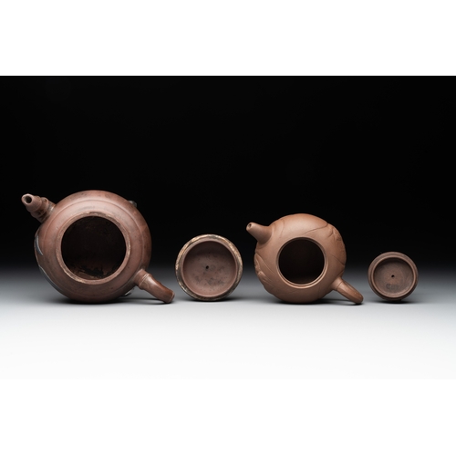 807 - Five Chinese Yixing stoneware teapots, 19/20th C.L.: 20 cm - H.: 11 cm (the largest) L.: 13,5 cm - H... 