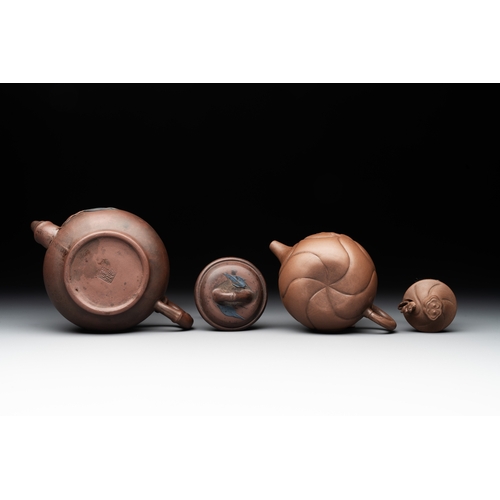 807 - Five Chinese Yixing stoneware teapots, 19/20th C.L.: 20 cm - H.: 11 cm (the largest) L.: 13,5 cm - H... 