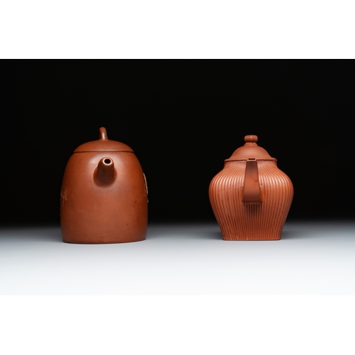 809 - Three Chinese Yixing stoneware teapots, Gu Jingzhou, Yu Guoliang and Cui Zhu Xuan seal marks, 20th C... 