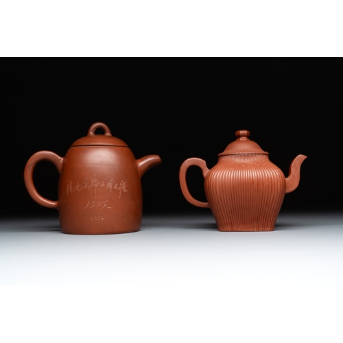 809 - Three Chinese Yixing stoneware teapots, Gu Jingzhou, Yu Guoliang and Cui Zhu Xuan seal marks, 20th C... 