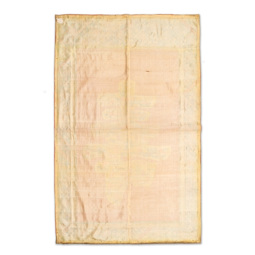 820 - Three Chinese embroidered silk cloths with figural designs, 19/20th C.Dim.: 110 x 68 cm (the Buddha)... 