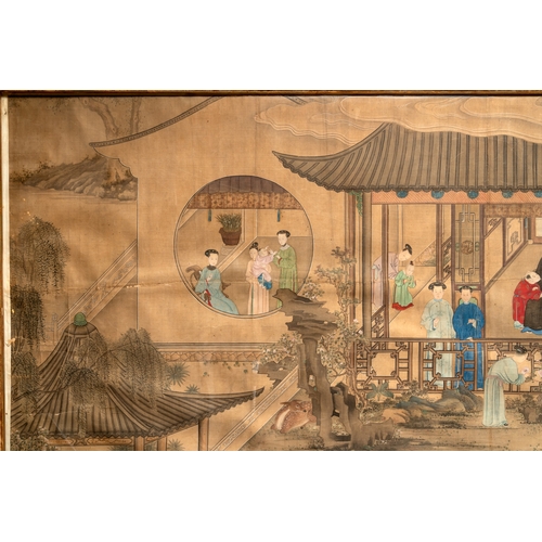 825 - Chinese School: 'Vibrant court scene with an emperor', ink and colour on silk, 18th C.Dim.: 125,5 x ... 