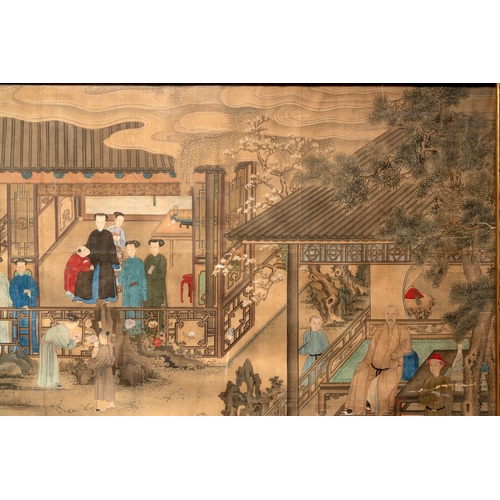 825 - Chinese School: 'Vibrant court scene with an emperor', ink and colour on silk, 18th C.Dim.: 125,5 x ... 