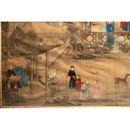 825 - Chinese School: 'Vibrant court scene with an emperor', ink and colour on silk, 18th C.Dim.: 125,5 x ... 