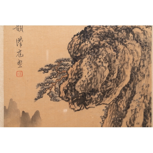 828 - Xu Zhongying (Qing): three 'landscape' works, ink and colour on silkDim.: 114 x 94 cm (the frameï¼ ... 