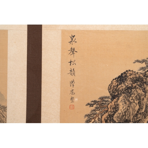 828 - Xu Zhongying (Qing): three 'landscape' works, ink and colour on silkDim.: 114 x 94 cm (the frameï¼ ... 