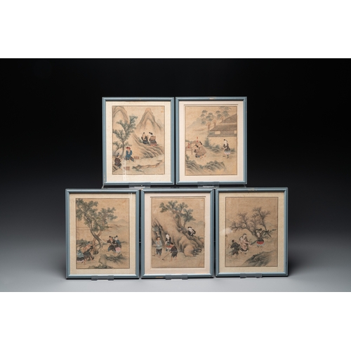 829 - Chinese School: 'folktales', ink and colour on paper, 19th C.Dim.: 30,5 x 25 cm (the frame) Dim.: 23... 