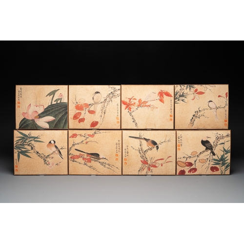 831 - Zhao Yunyu (1916-2003): 'Eight paintings about birds and flowers', ink and colour on silkDim.: 24,7 ... 