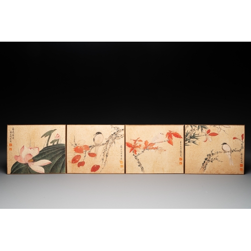 831 - Zhao Yunyu (1916-2003): 'Eight paintings about birds and flowers', ink and colour on silkDim.: 24,7 ... 