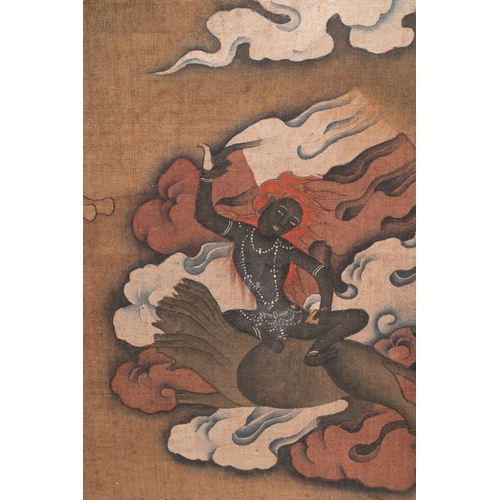 835 - Chinese School: 'White Tara', ink and colour on silk, Qing or laterDim.: 233,5 x 89,5 cm (the scroll... 