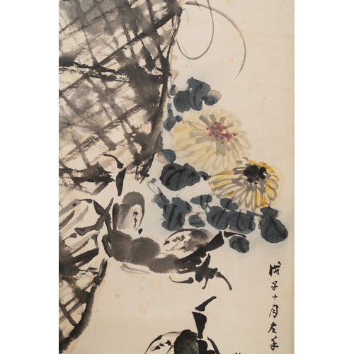 841 - Zhang Daqian (1898-1983): 'Crab and chrysanthemum', ink and colour on paper, dated 1948Dim.: 207,5 x... 