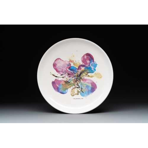 852 - Zao Wou Ki (1920-2013): 'Orchid' plate, dated 1986Dia.: 24,4 cm