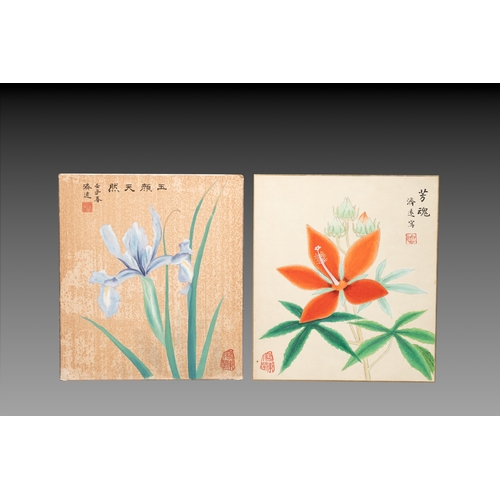 853 - Wang Xuezhong (1925-2013) and Wang Jiyuan (1893-1975): 'Calligraphy' and 'Flowers', ink on paperDim.... 