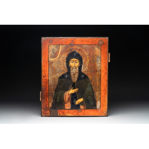 865 - An icon of Saint Anthony and Christ, Russia, 18th C.Dim.: 37 x 31 cm 
Provenance: - From the collect... 