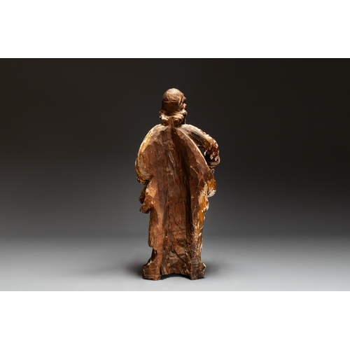 871 - A large gilt and polychromed oak sculpture of Saint Paul, possibly France, 18th C.H.: 105 cm... 