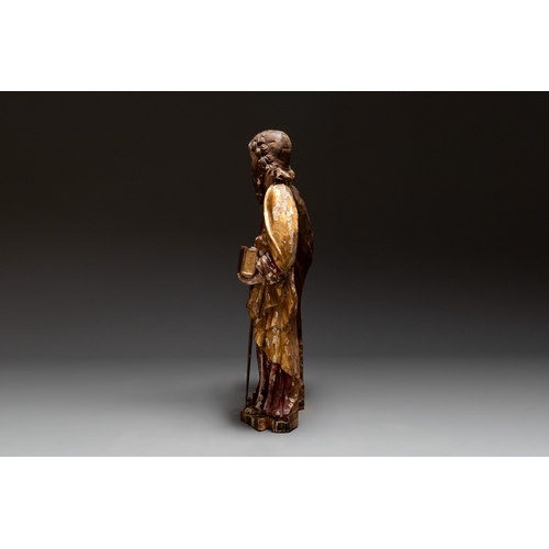 871 - A large gilt and polychromed oak sculpture of Saint Paul, possibly France, 18th C.H.: 105 cm... 