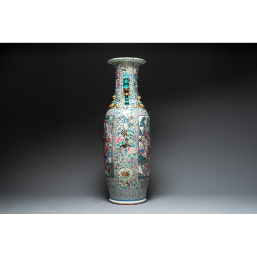 99 - A massive Chinese Canton famille rose 'Romance of the Three Kingdoms' vase, 19th C.H.: 135,5 cm... 