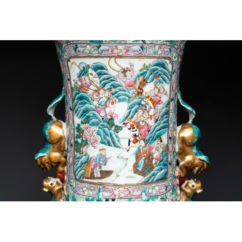 99 - A massive Chinese Canton famille rose 'Romance of the Three Kingdoms' vase, 19th C.H.: 135,5 cm... 