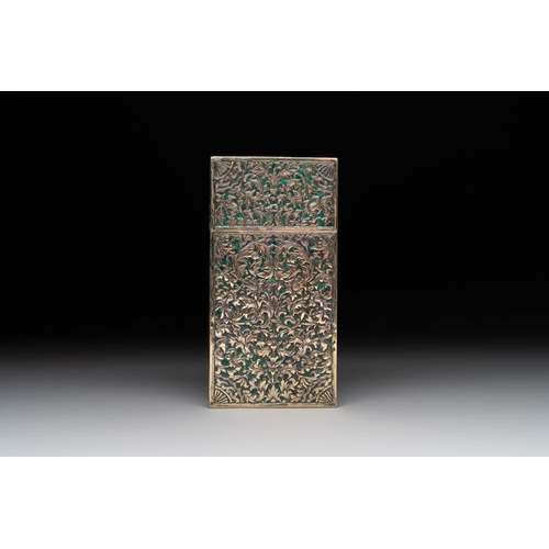 133 - A Thai green-enamelled gilt silver box and cover, Ngern Lai and Yu Yuan mark, Bangkok, 19/20th C.Dim... 