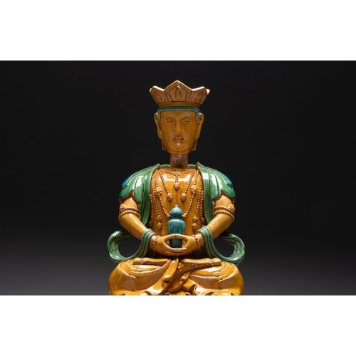 52 - A large Chinese sancai-glazed Buddha, possibly from the Chengde Palace, QianlongH.: 56 cm... 