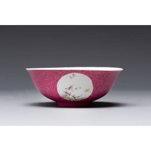 71 - A Chinese coral-red-ground famille rose square bowl and a sgraffito-ruby-ground bowl, Qianlong and T... 