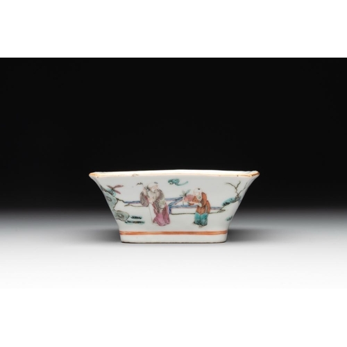 76 - A Chinese famille rose nine-piece sweetmeat or rice table set, Tongzhi mark, 19th C.Dim.: 20,4 x 11 ... 