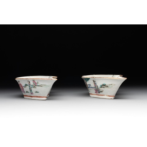 76 - A Chinese famille rose nine-piece sweetmeat or rice table set, Tongzhi mark, 19th C.Dim.: 20,4 x 11 ... 