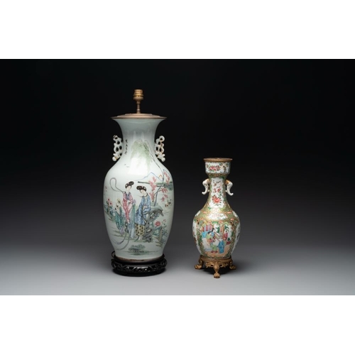 84 - 15 Chinese famille rose, qianjiang cai and monochrome wares, 19/20th C.H.: 54,5 cm (the largest vase... 