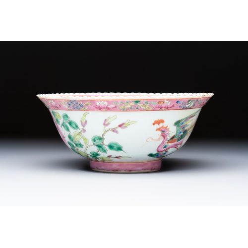 1 - Four Chinese famille rose 'Phoenix and Peony' bowls for the Straits or Peranakan market, Qianlong ma... 