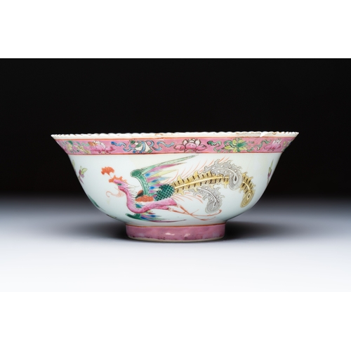 1 - Four Chinese famille rose 'Phoenix and Peony' bowls for the Straits or Peranakan market, Qianlong ma... 