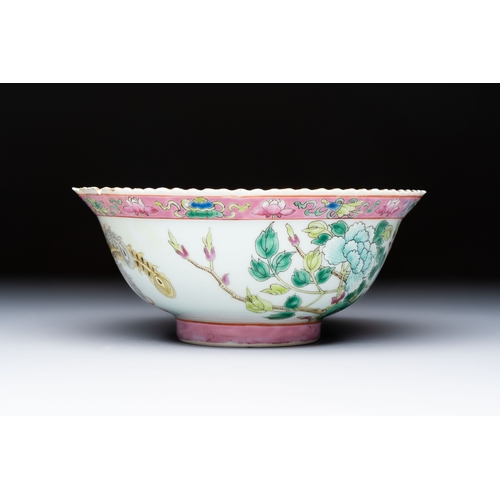 1 - Four Chinese famille rose 'Phoenix and Peony' bowls for the Straits or Peranakan market, Qianlong ma... 