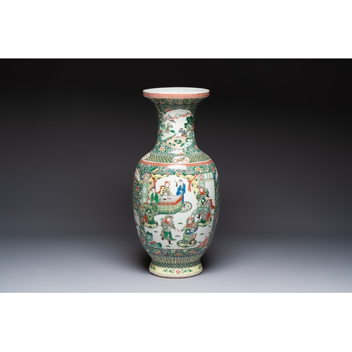 34 - A large Chinese famille verte vase with narrative design, 19th C.H.: 80,5 cm
Condition reports and a... 