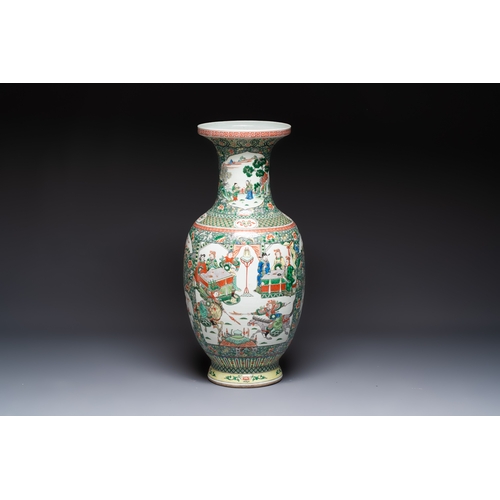 34 - A large Chinese famille verte vase with narrative design, 19th C.H.: 80,5 cm
Condition reports and a... 