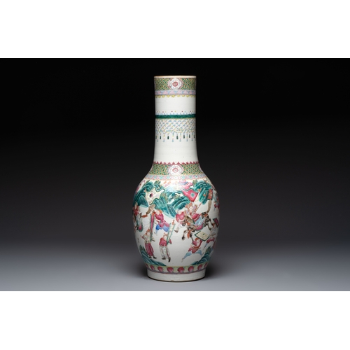 35 - A Chinese famille rose 'Warriors' vase, Xuande mark, 19th C.H.: 61 cmCondition reports and additiona... 