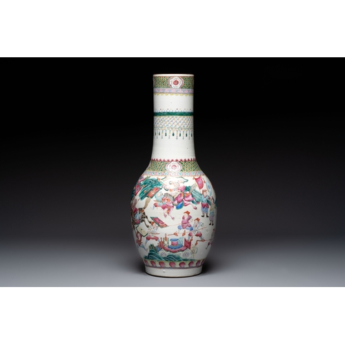 35 - A Chinese famille rose 'Warriors' vase, Xuande mark, 19th C.H.: 61 cmCondition reports and additiona... 