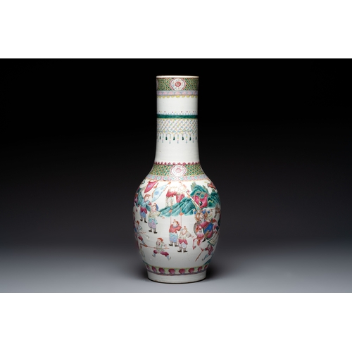 35 - A Chinese famille rose 'Warriors' vase, Xuande mark, 19th C.H.: 61 cmCondition reports and additiona... 