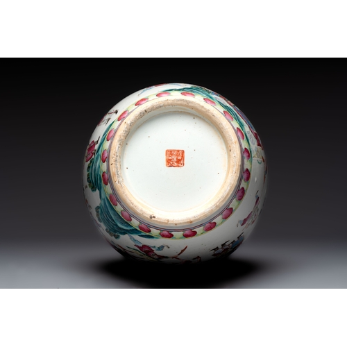 35 - A Chinese famille rose 'Warriors' vase, Xuande mark, 19th C.H.: 61 cmCondition reports and additiona... 