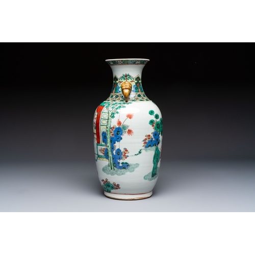 36 - A Chinese famille verte vase with narrative design, Xuande mark, 19th C.H.: 35 cm Condition reports ... 