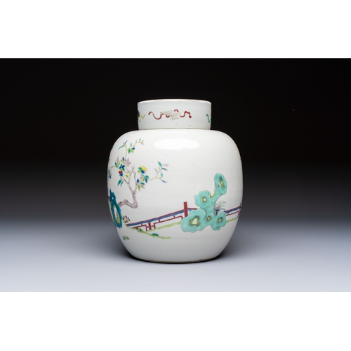 37 - A Chinese famille rose 'Playing Boys' jar and cover, Kangxi mark, 19th C.H.: 23,5 cm (incl. cover)
C... 