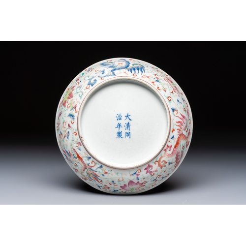 52 - A Chinese famille rose 'Bajixiang' plate, Tongzhi mark and of the periodDia.: 21 cmCondition reports... 