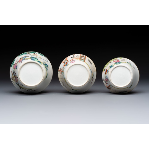 55 - A set of seven Chinese famille rose nesting bowls with narrative design, DaoguangDia.: 9,2 cm - H.: ... 