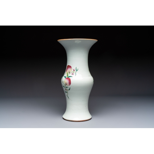 61 - A Chinese famille rose 'Nine Peaches' 'Gu' vase, 19th C.H.: 38 cmCondition reports and additional hi... 