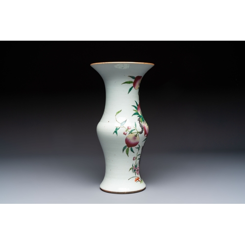 61 - A Chinese famille rose 'Nine Peaches' 'Gu' vase, 19th C.H.: 38 cmCondition reports and additional hi... 