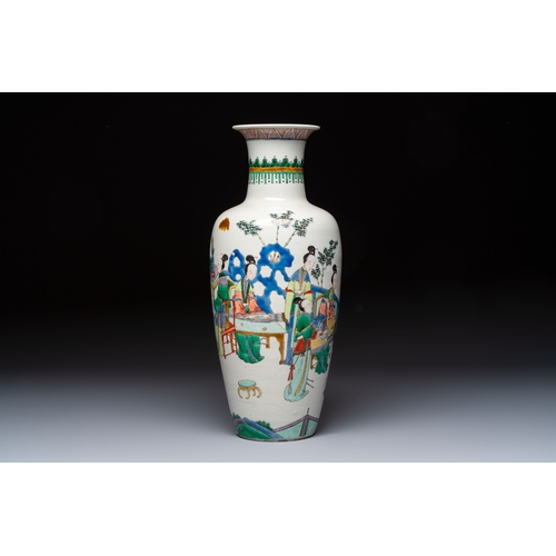 9 - A Chinese famille verte 'Court Ladies' vase, 19th C.H.: 46,5 cmCondition reports and additional high... 