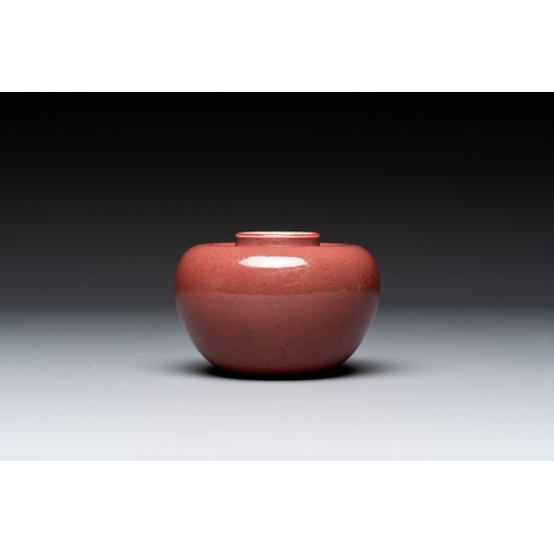 175 - A Chinese copper-red-glazed plate, a meiping vase and two water pots, Kangxi marks, 19/20th C.Dia.: ... 