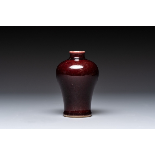 175 - A Chinese copper-red-glazed plate, a meiping vase and two water pots, Kangxi marks, 19/20th C.Dia.: ... 
