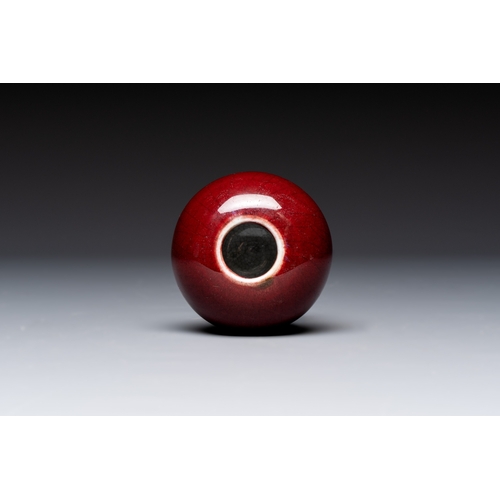 175 - A Chinese copper-red-glazed plate, a meiping vase and two water pots, Kangxi marks, 19/20th C.Dia.: ... 