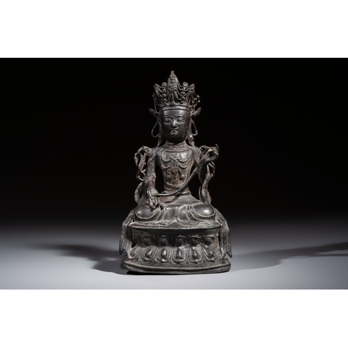 263 - A Chinese bronze figure of Bodhisattva, MingH.: 27 cm 
Weight: 1435 gramsCondition reports and addit... 