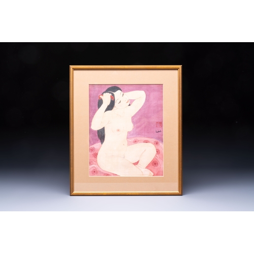 292 - Ngyuen Hoang Hoanh (Vietnam, born 1937): Seated nude, ink and colour on silkDim.: 31,5 x 36,5 cm (th... 