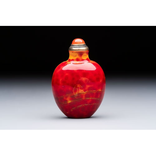 A Chinese 'Realgar Dragon' glass snuff bottle, probably from the ...